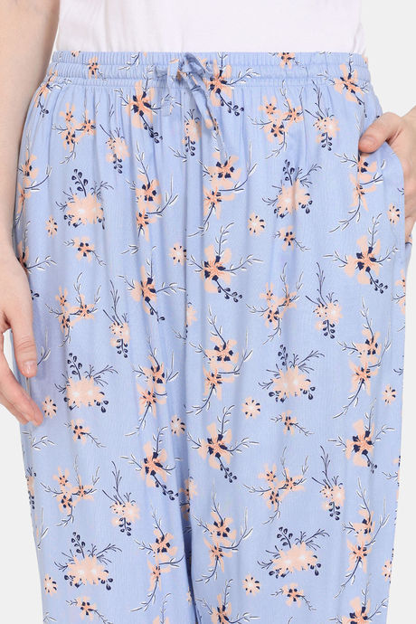 Zivame Pretty Florals Woven Pyjama - Cashmere Blue — image 5